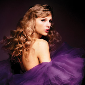 Taylor Swift Speak Now album cover with dramatic purple tulle dress and intense blue eyes